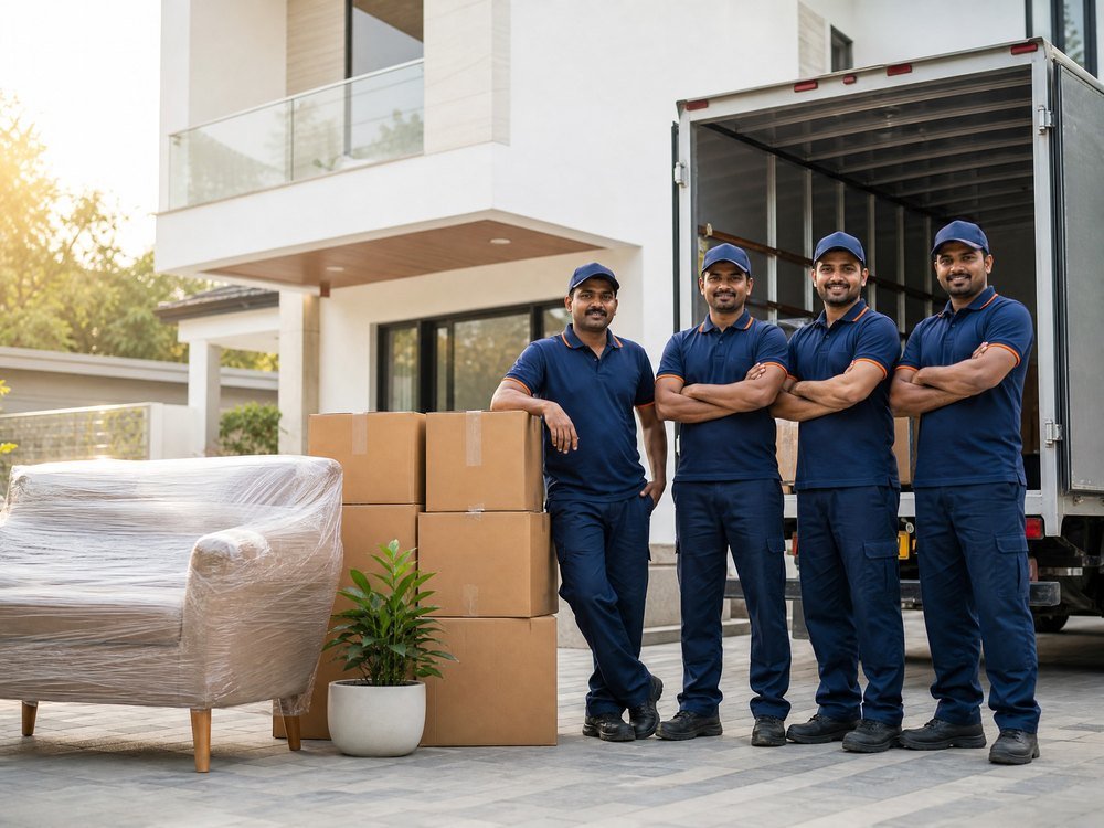 Professional movers preparing a relocation